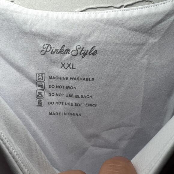 Pink M Style mesh polka dot long sleeve bodysuit womens XXL coquette ethereal - Picture 7 of 8